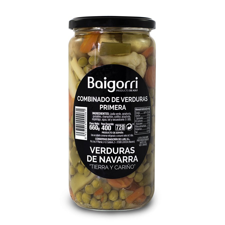 Combinado verduras BAIGORRI frasco 400 g pne.