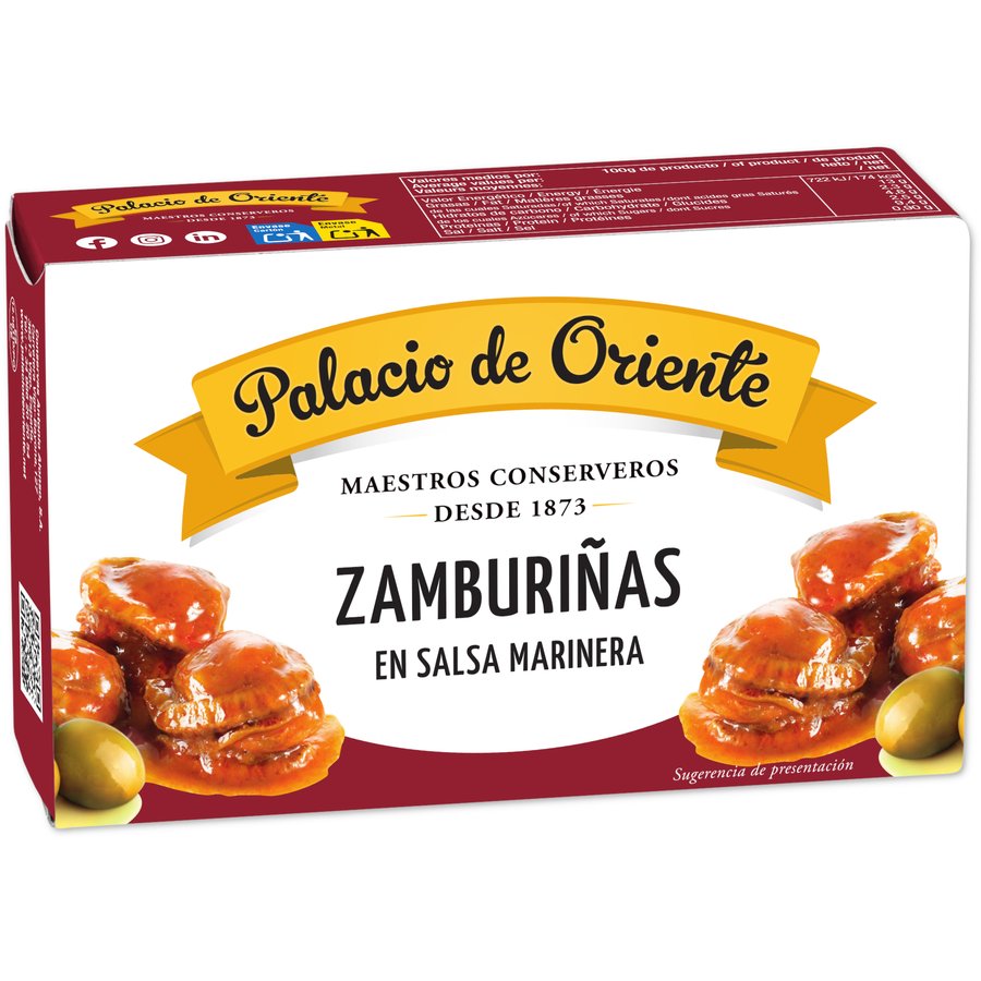 Zamburiñas salsa marinera oliva PALACIO ORIENTE 115 g pn