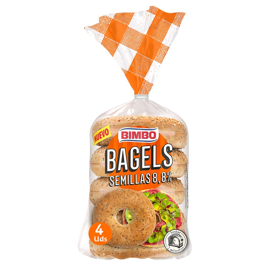 Pan Bagels BIMBO semillas 4 unidades 300 g