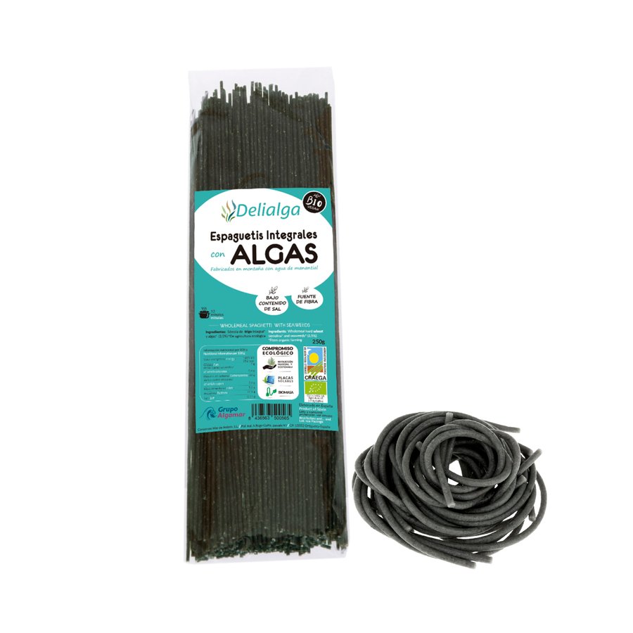 Espaguetis integrales con algas eco DELIALGA 250 grs.