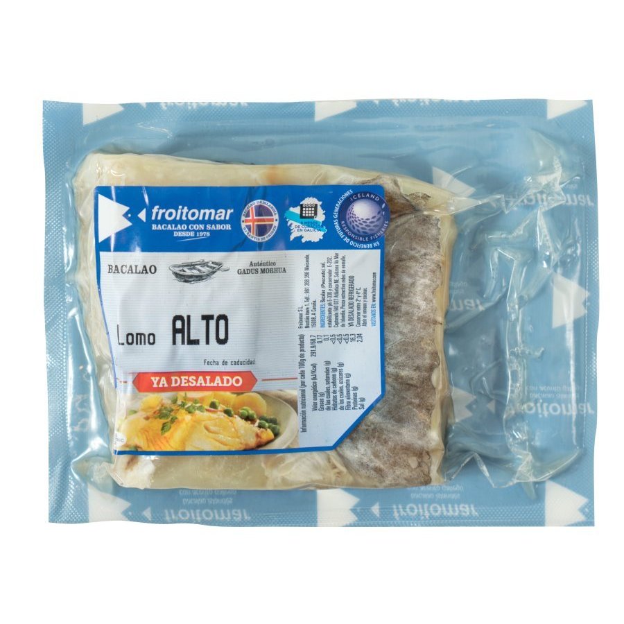 Lomo de bacalao desalado envasado kilo