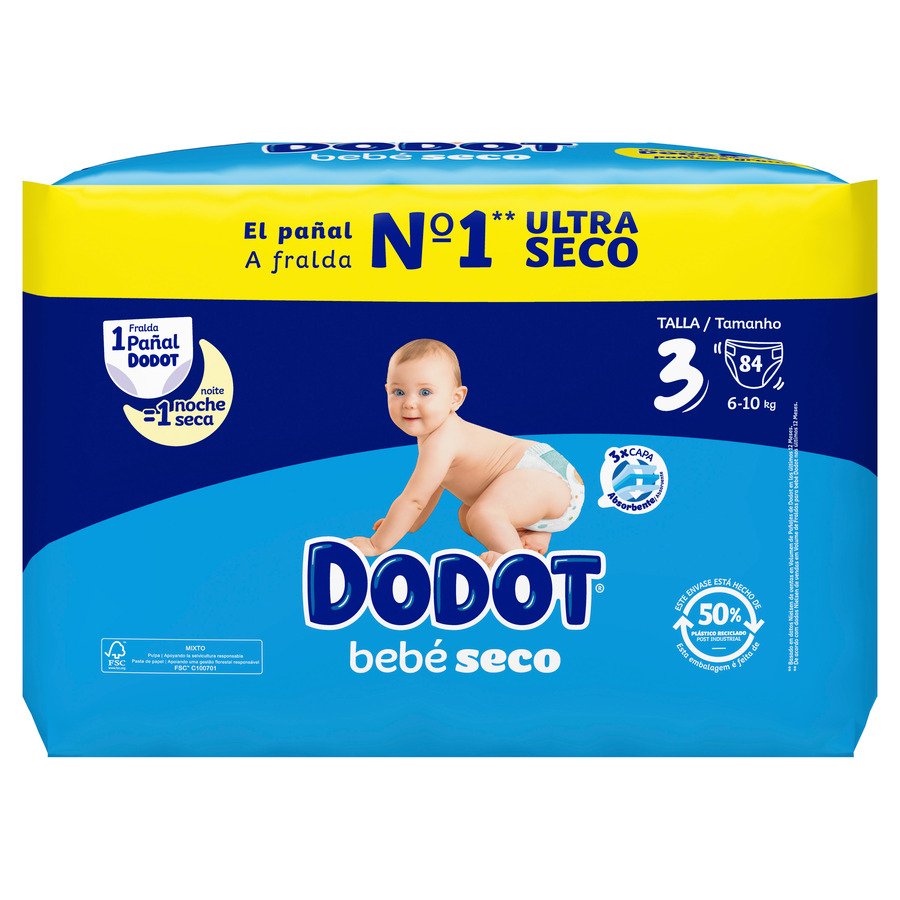 Pañal DODOT bebe seco T3 84 unidades