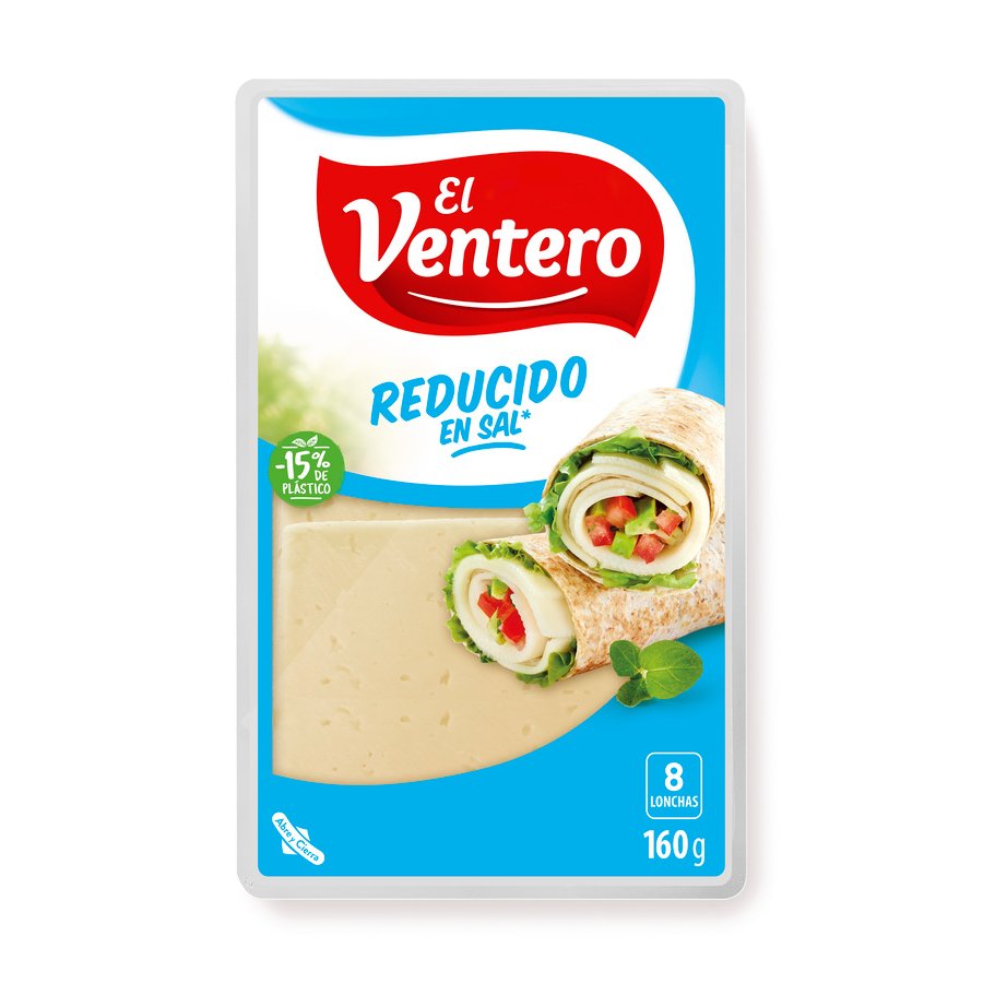 Queso tierno EL VENTERO reducido en sal lonchas 160 g