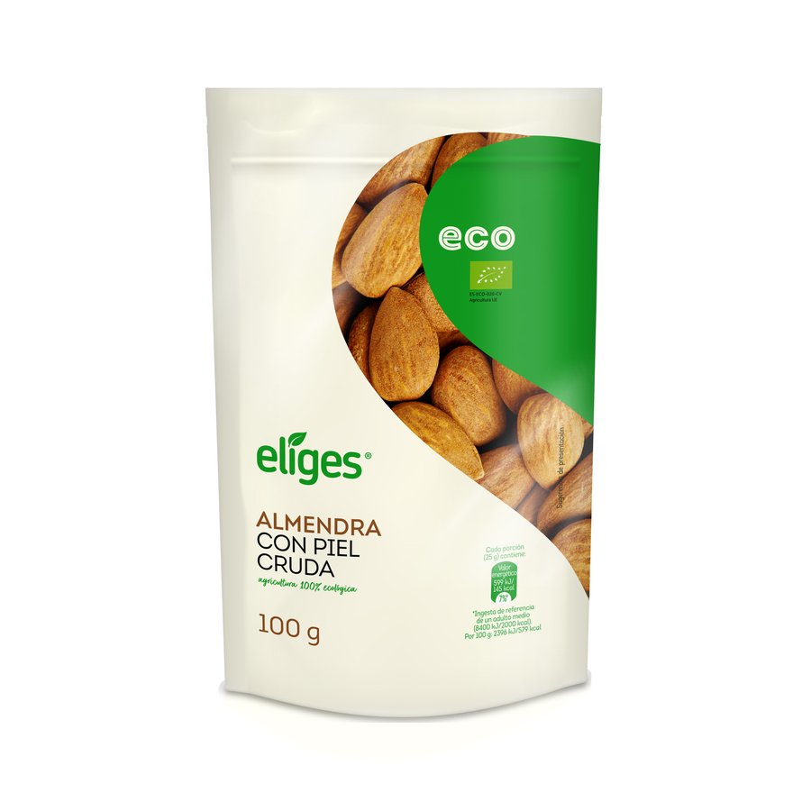 Almendra cruda ecológica con piel ECO ELIGES bolsa 100 g