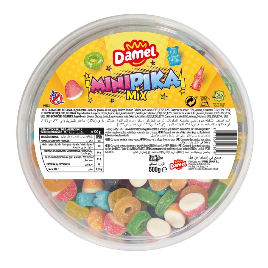 Caramelos goma DAMEL Minipika Mix 500 g