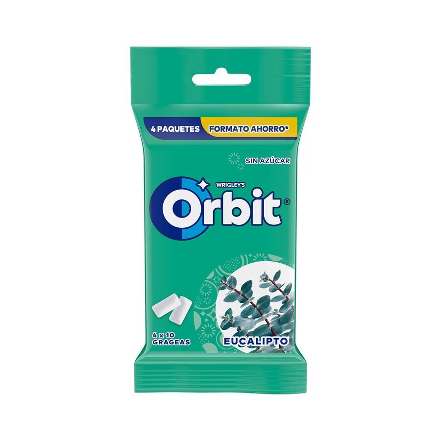 Chicle ORBIT eucalipto sin azúcar gragea blister 4 unidades