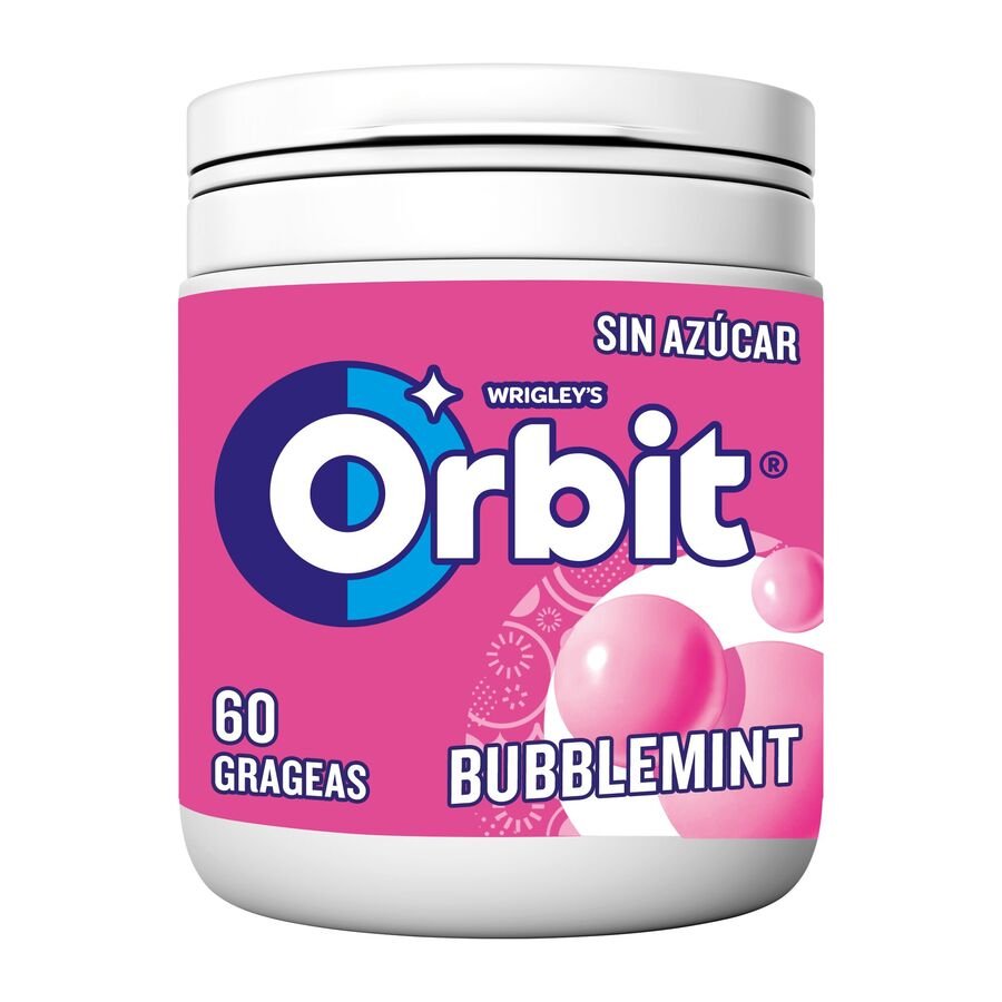 Chicle ORBIT bubblemint sin azúcar  box 60 grageas