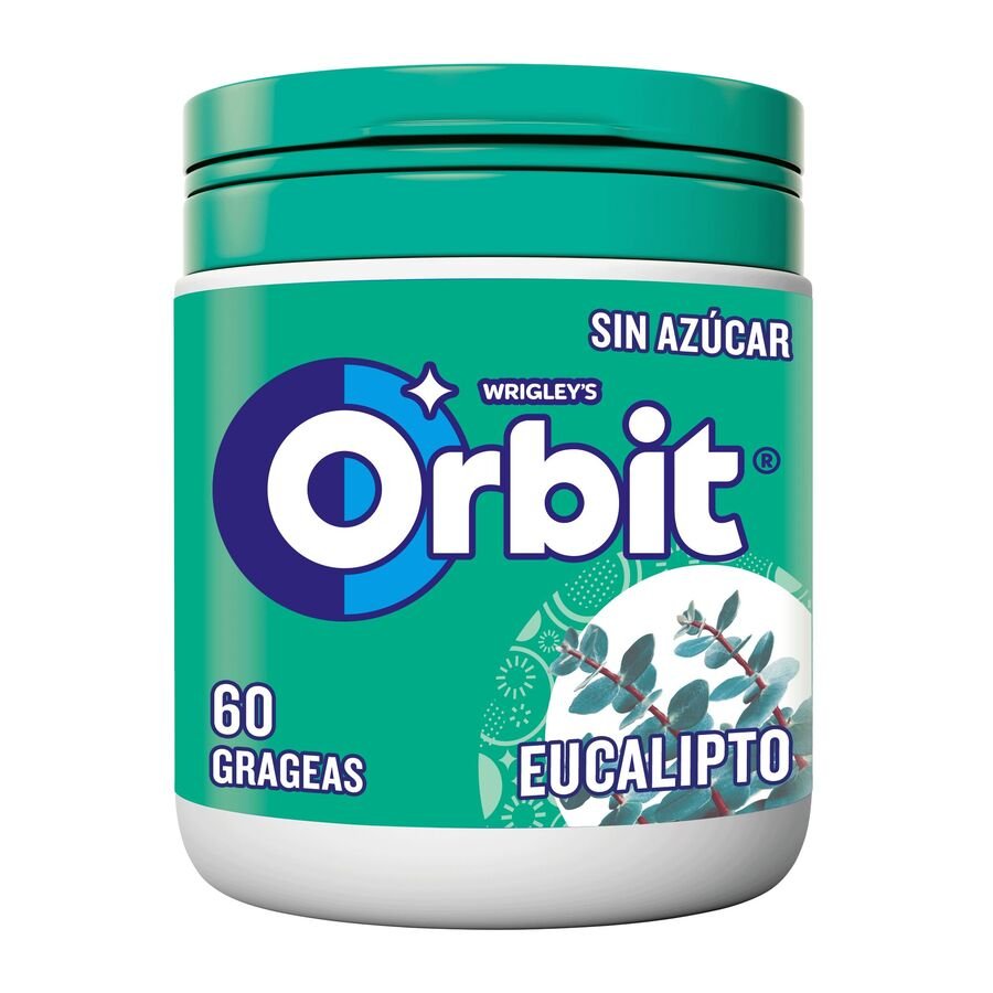 Chicle ORBIT eucalipto sin azúcar box 60 grageas