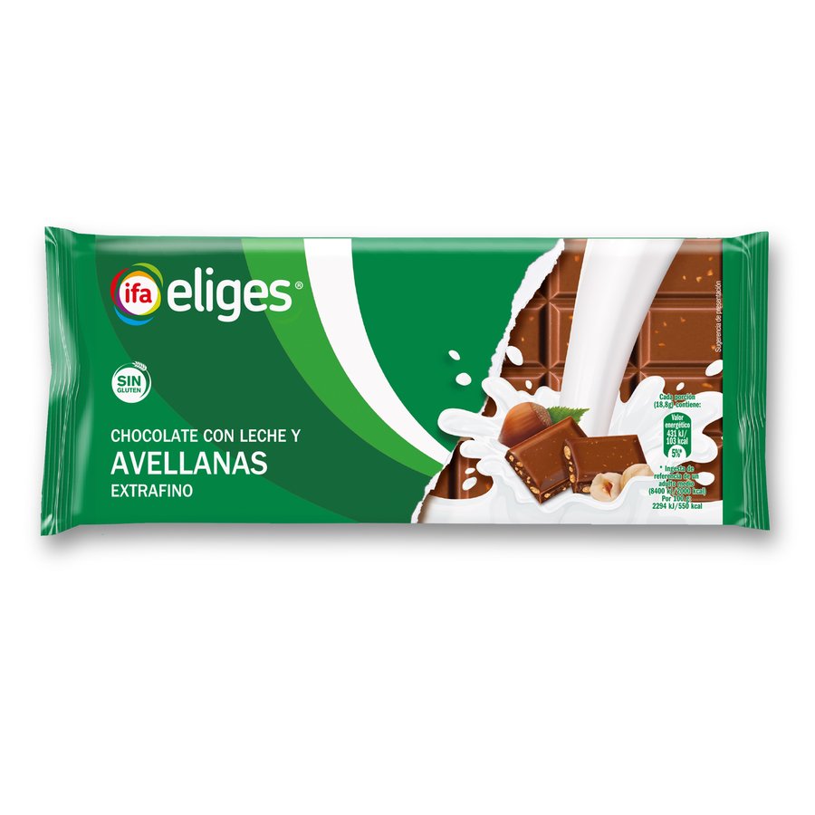 Chocolate leche y avellanas partidas IFA ELIGES extrafino 150 g