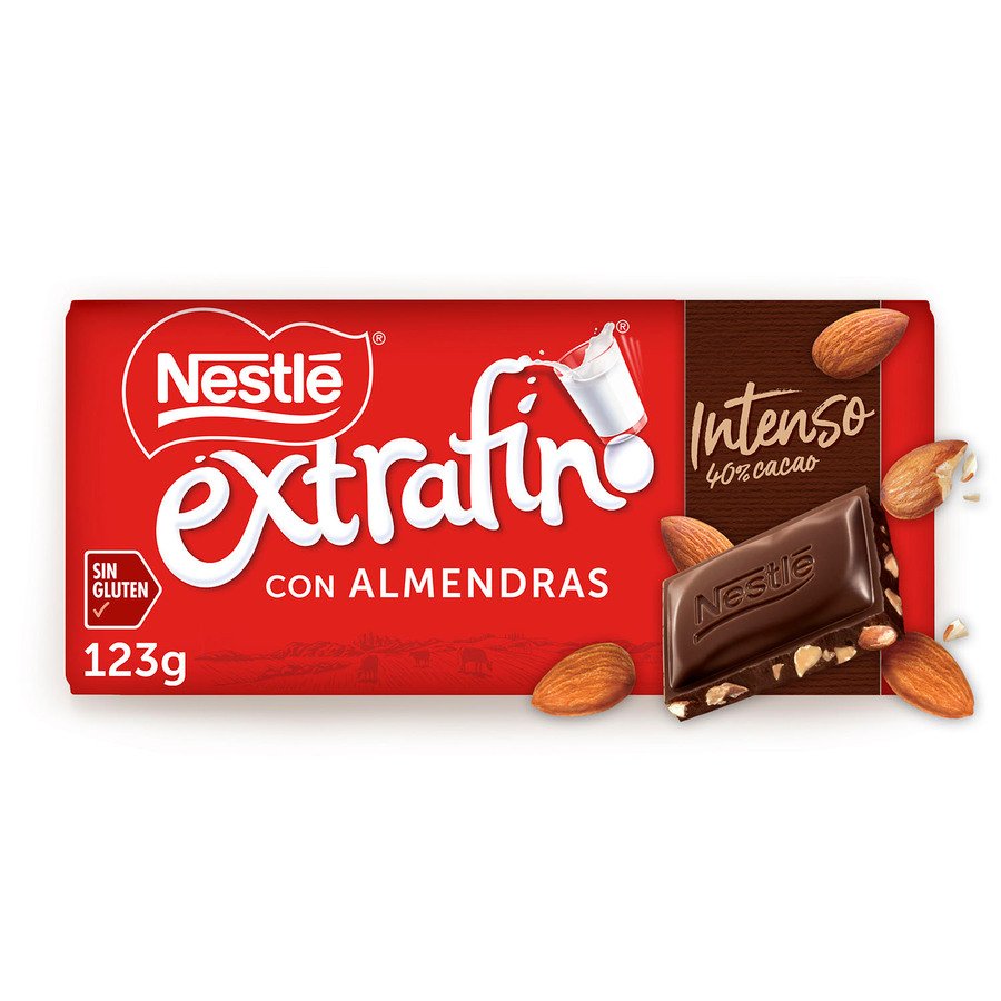 Chocolate leche almendras NESTLE extrafino intenso 123 g