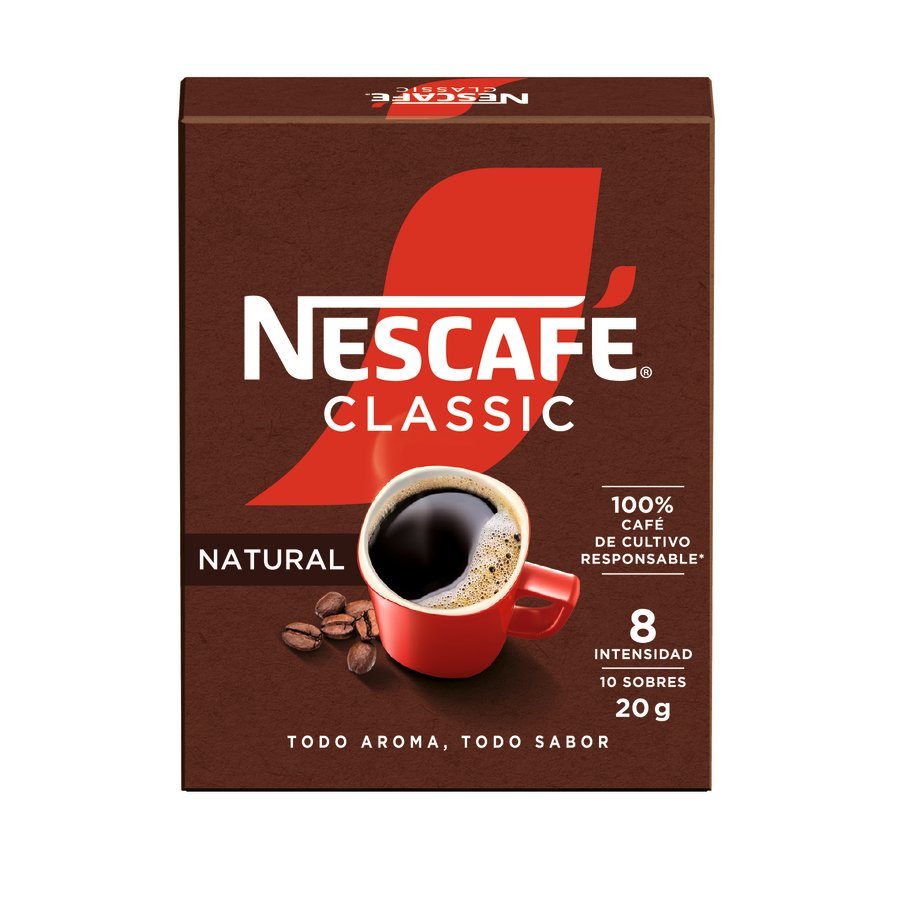 Café soluble NESCAFE Classic natural estuche 10 sobres