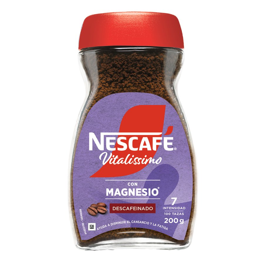 Café soluble NESCAFE descafeinado con magnesio Vitalissimo 200 g