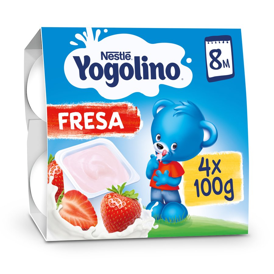 Alimento infantil Nestle YOGOLINO fresa sin gluten pack 4x100 g