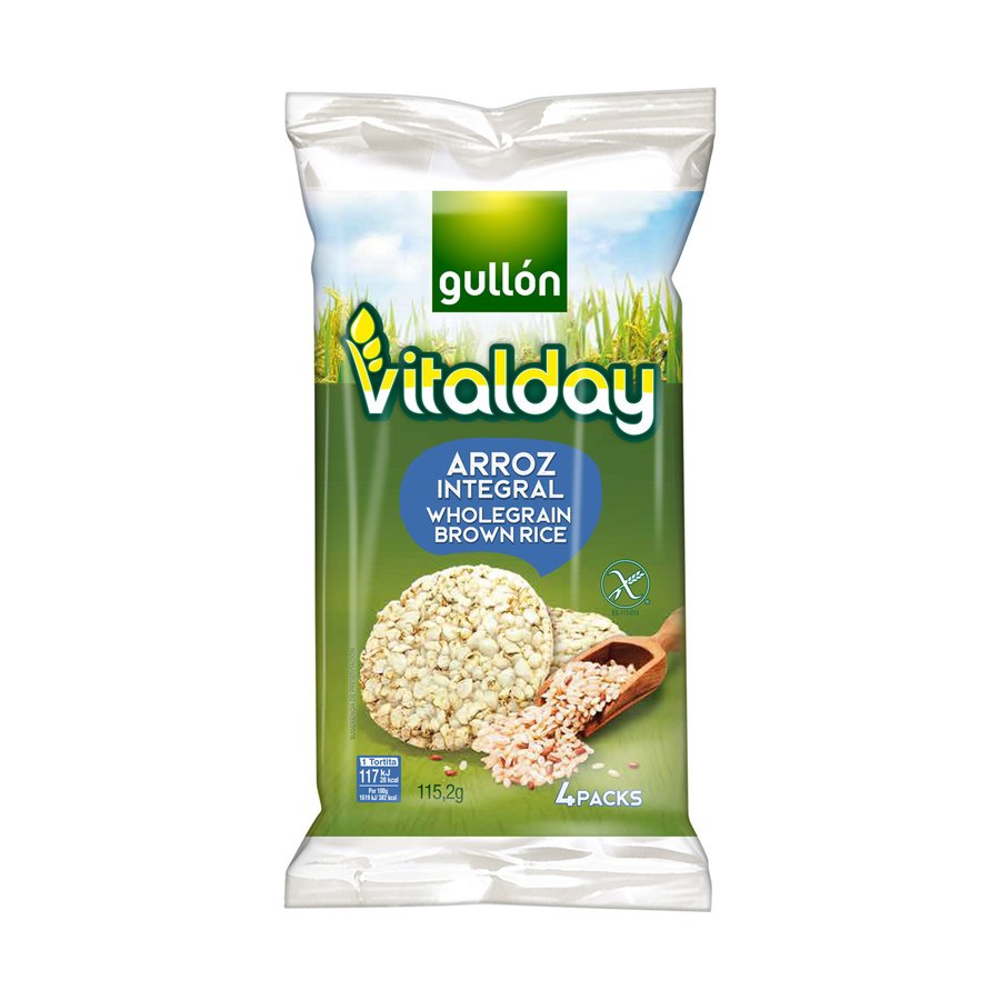 Tortitas arroz integral GULLON vitalday 4 packs 115 g