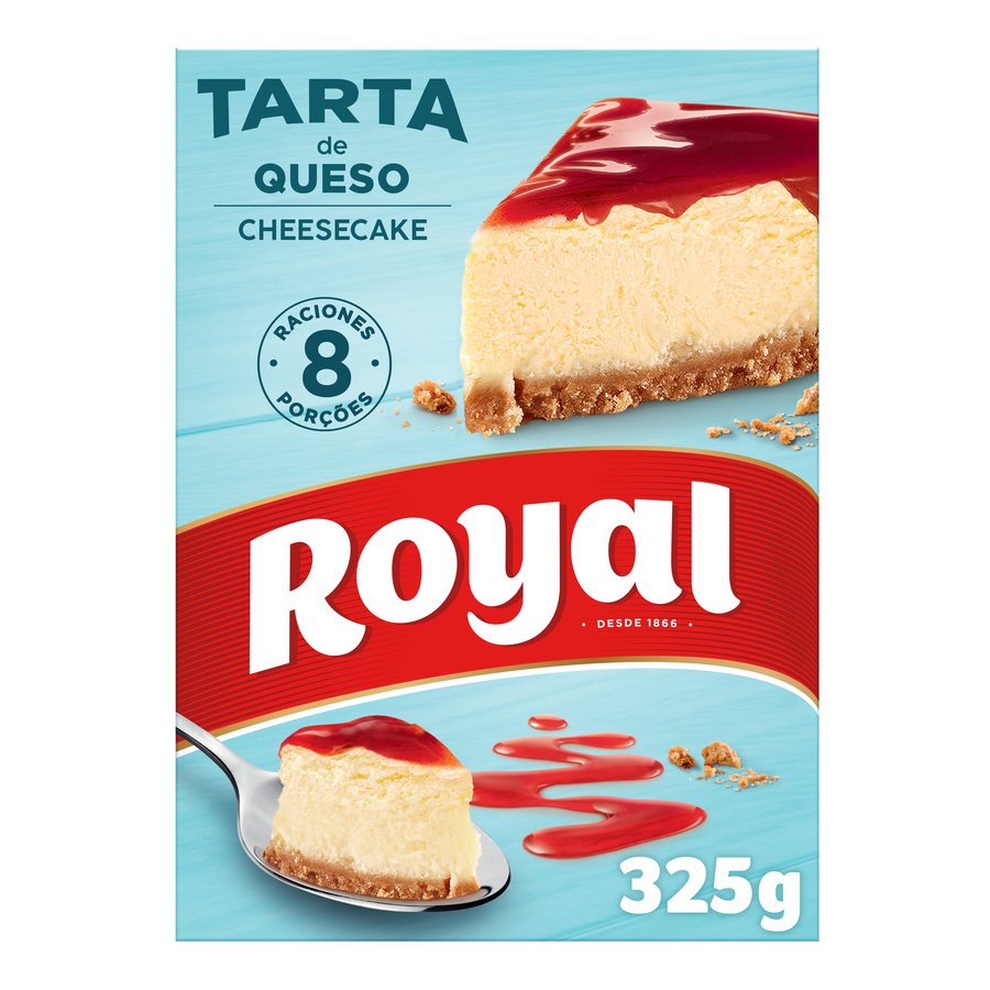 Preparado pastel queso ROYAL con sirope de fresa estuche 325 g