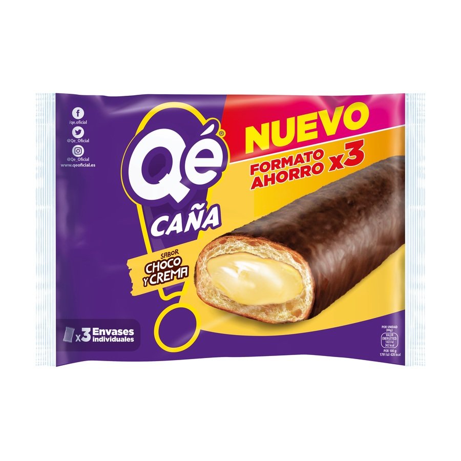 Caña choco crema QE 3 unidades 321 g