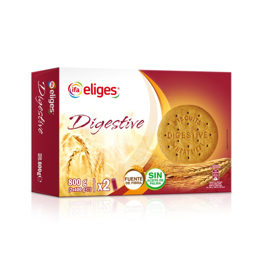 Galletas digestive IFA ELIGES caja 2x400 g