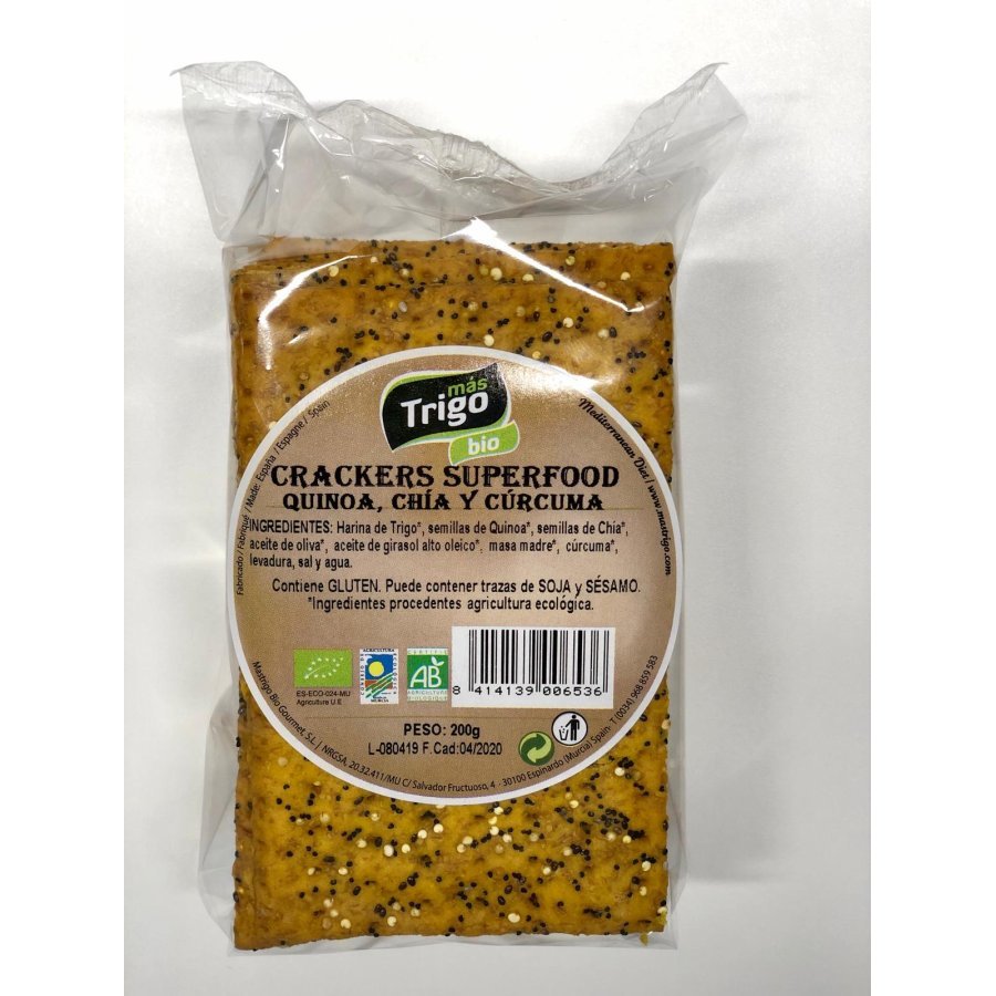 Crackers Superfood quinoa chía cúrcuma MAS TRIGO 125 g