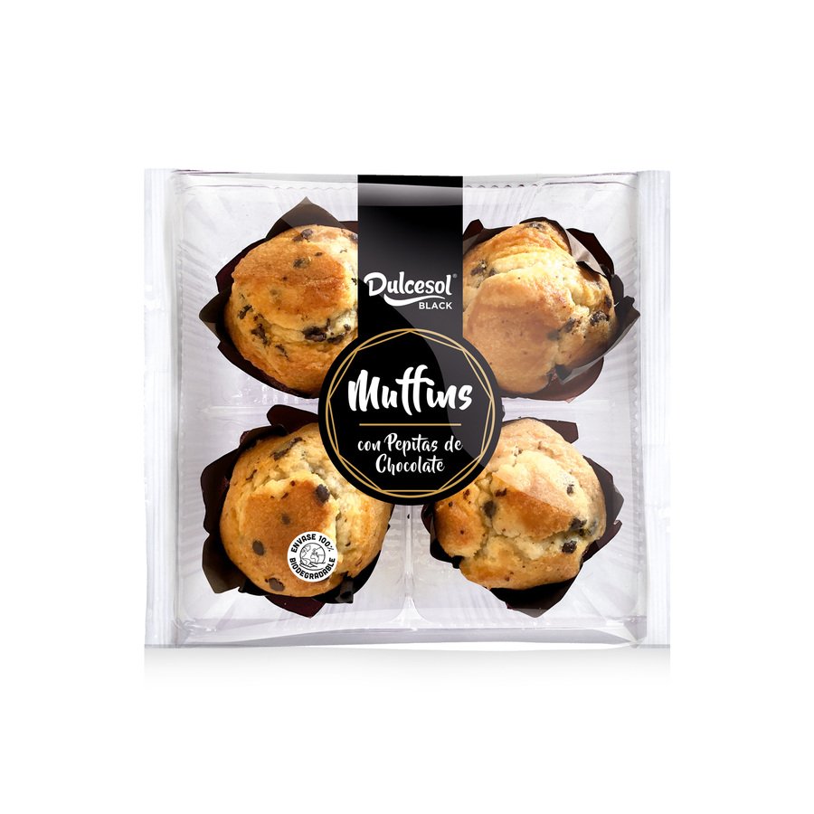 Muffins con pepitas de chocolte DULCESOL 4 unidades 300 g