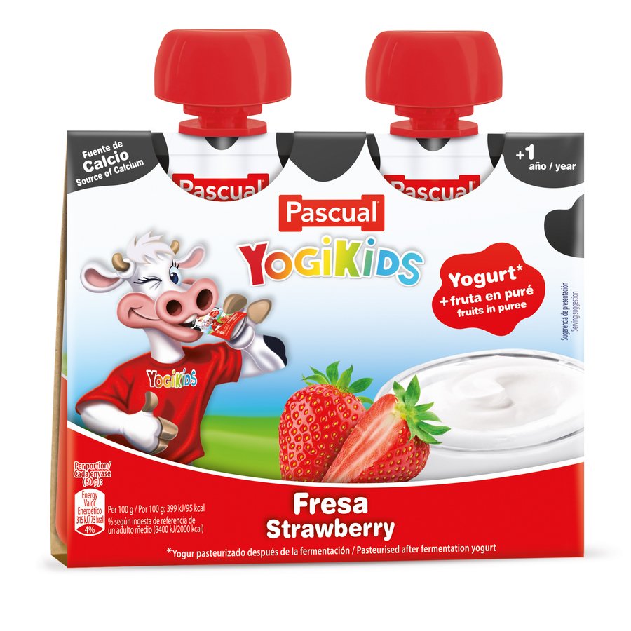 Yogur pasteurizado PASCUAL Yogikidsfresa pack 2X80 g