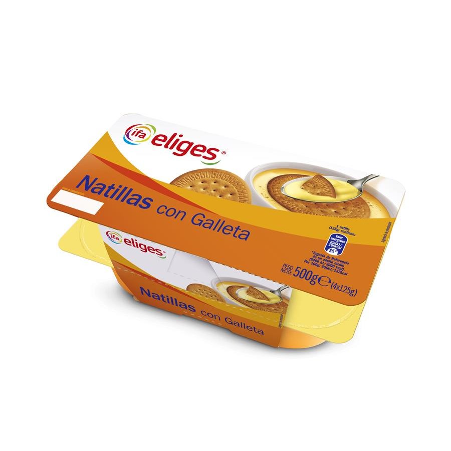 Natillas vainilla con galleta IFA ELIGES 4x125 g