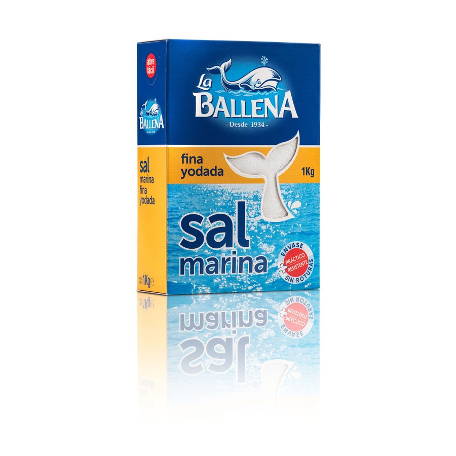 Sal marina fina yodada LA BALLENA caja 1 kg