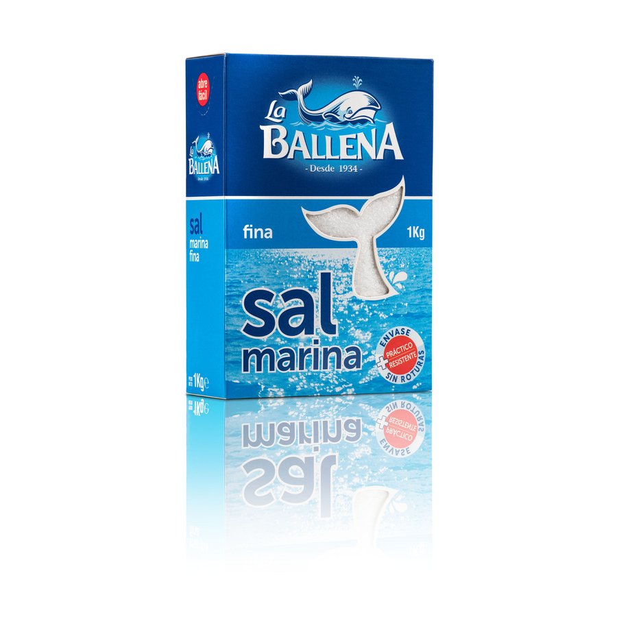 Sal marina fina LA BALLENA caja 1 kg