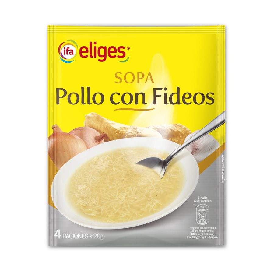 Sopa de pollo con fideos IFA ELIGES sobre 80 g