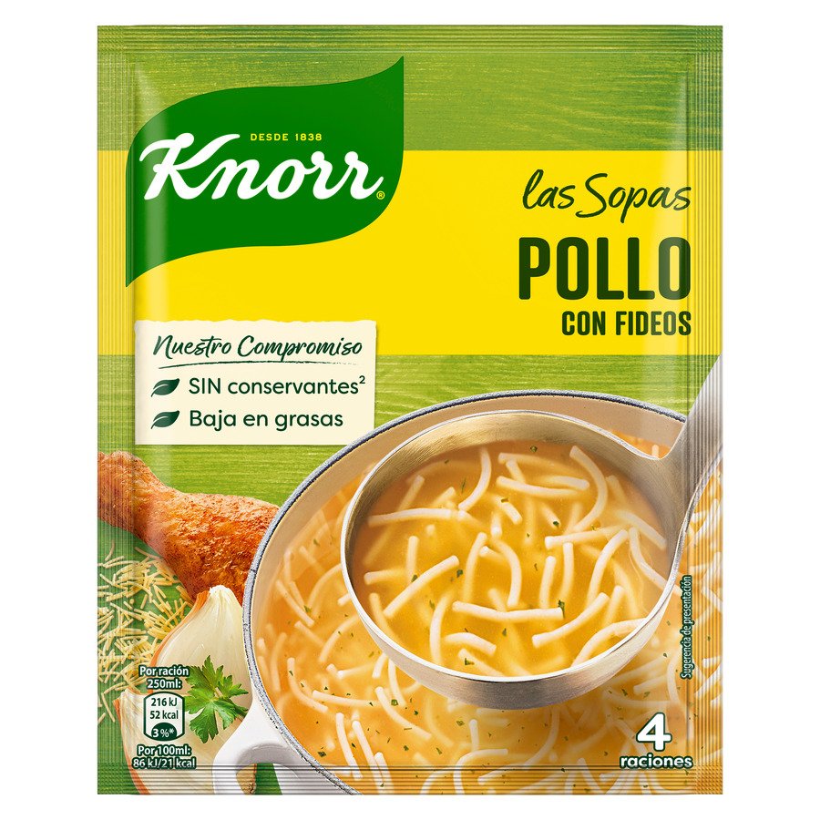 Sopa de pollo con fideos KNORR sobre 63 g