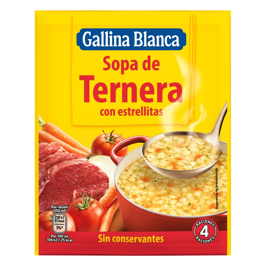 Sopa de ternera con estrellitas GALLINA BLANCA sobre 74 g