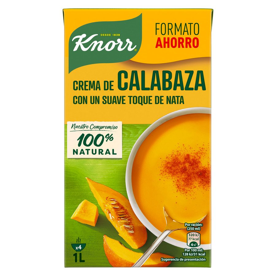 Crema calabaza con toque nata ingredientes naturales KNORR 1 l