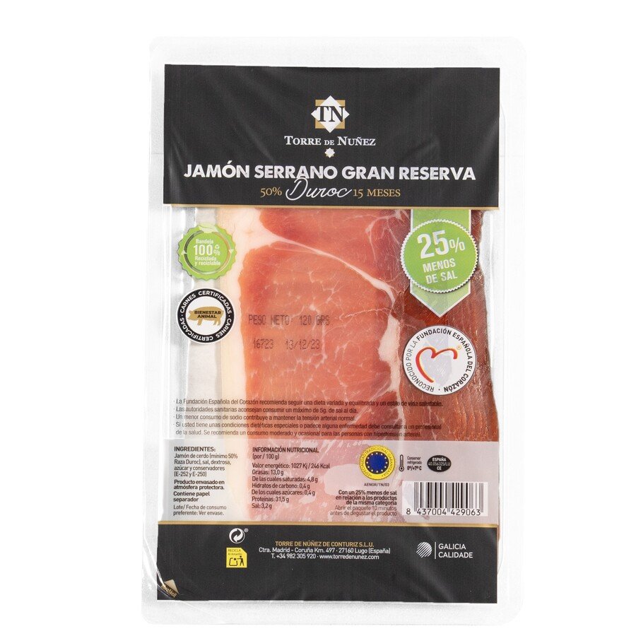 Jamón serrano TORRE NUÑEZ reserva 14 meses 120 g