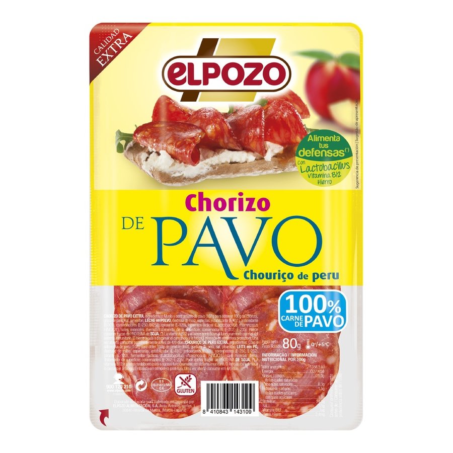 Chorizo de pavo 100% ELPOZO 80 g