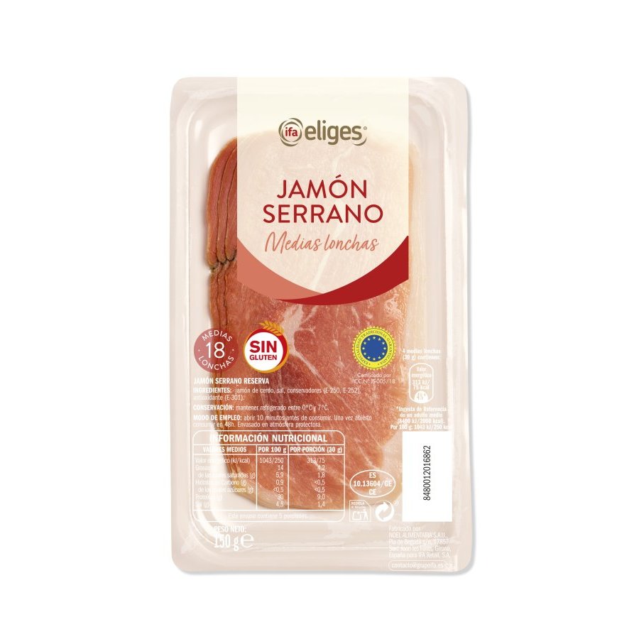 Jamón curado IFA ELIGES medias lonchas 150 g