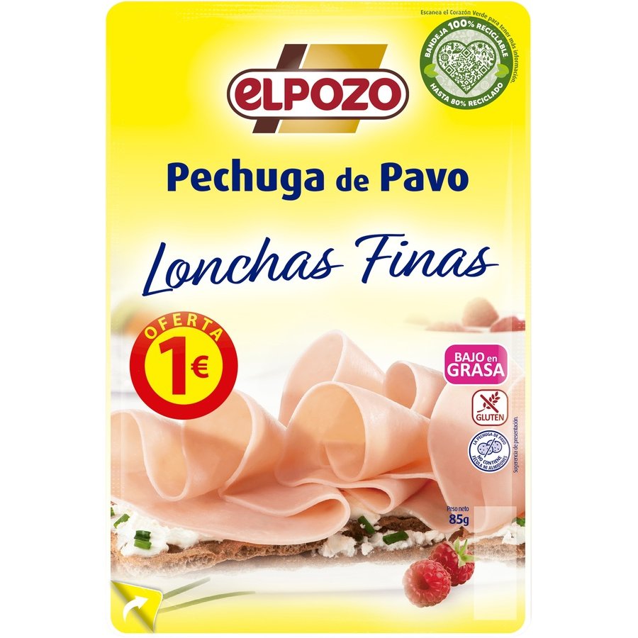 Pechuga pavo ELPOZO lonchas finas 75 g