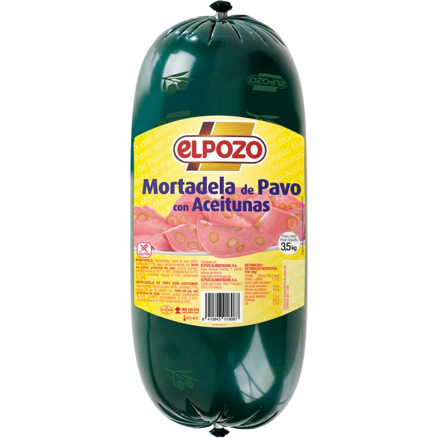 Mortadela pavo aceitunas ELPOZO sin gluten kilo