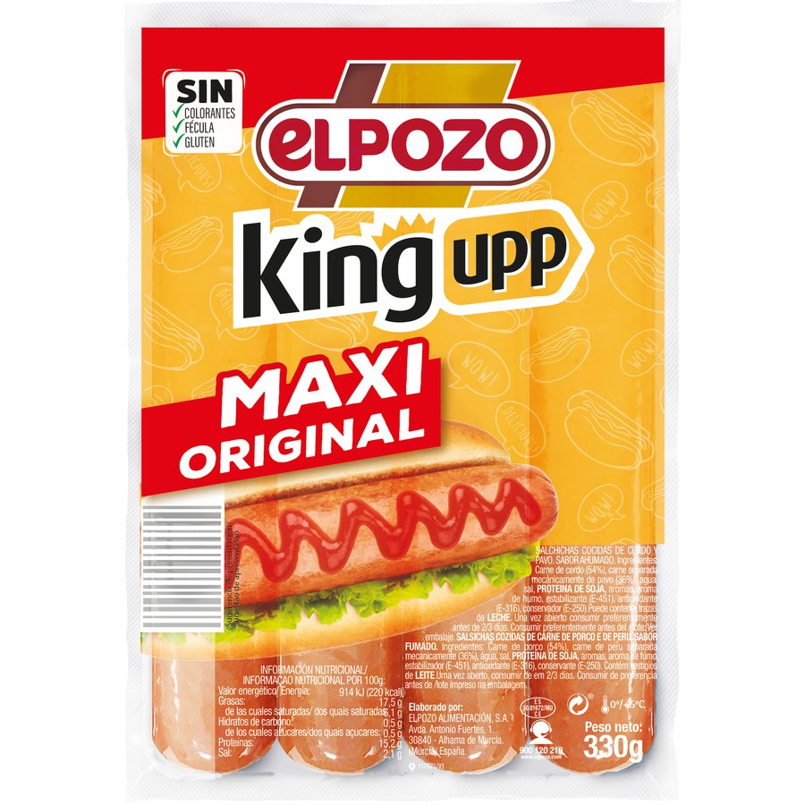 Salchichas ELPOZO King original sin gluten 330 g