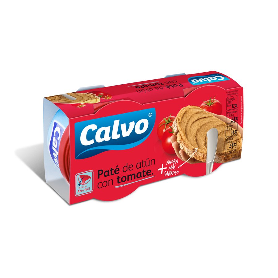 Paté atún claro CALVO tomate pack 2x75 g