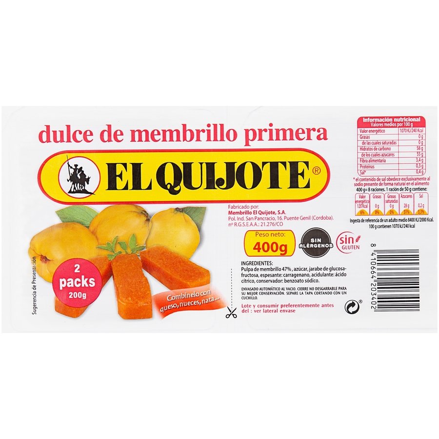 Dulce demembrillo EL QUIJOTE pack 2X200 g