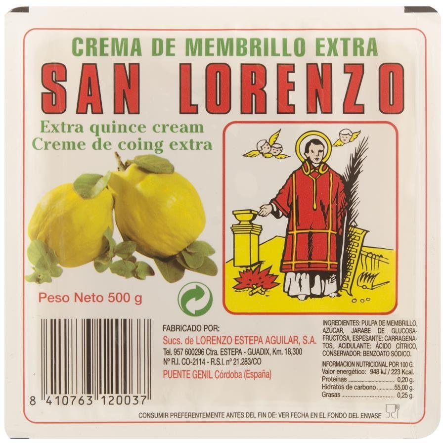 Crema de membrillo SAN LORENZO extra tarrina 500 g