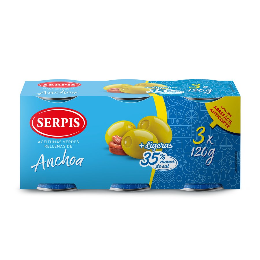 Aceituna rellena anchoa SERPIS ligera 3x50 g pne