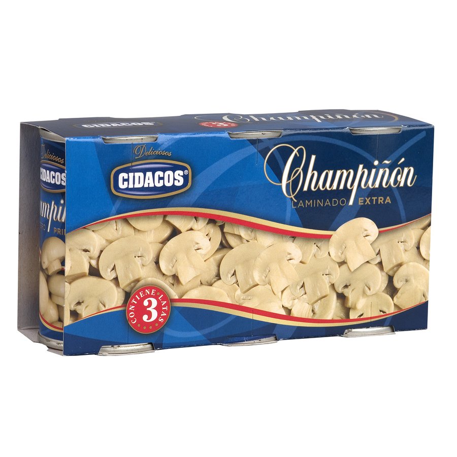 Champiñones laminados CIDACOS pack 3x85 g pne.