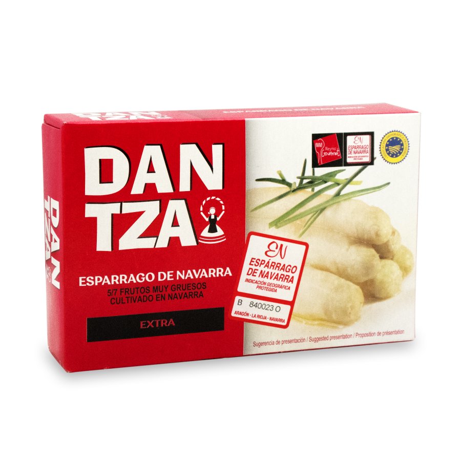 Espárragos blancos extra 5/7 muy gruesos DANTZA (IGP.Espárrago de Navarra) lata 220 g pne.