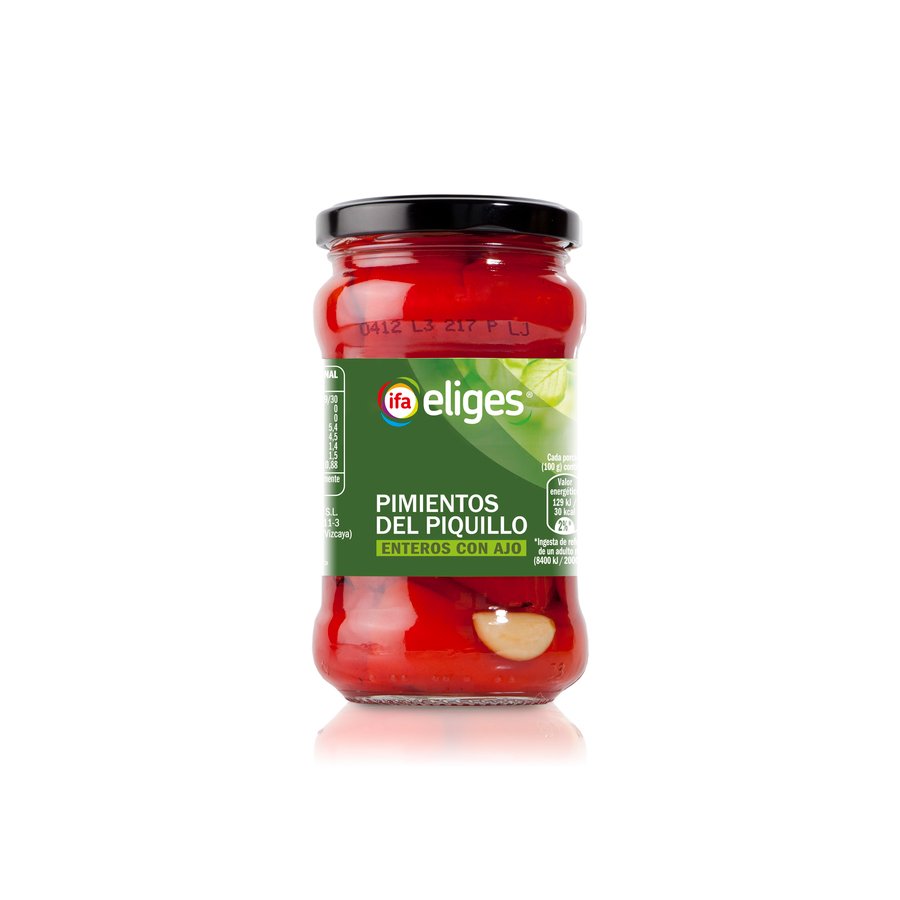 Pimiento piquillo con ajo IFA ELIGES frasco 220 g pne.