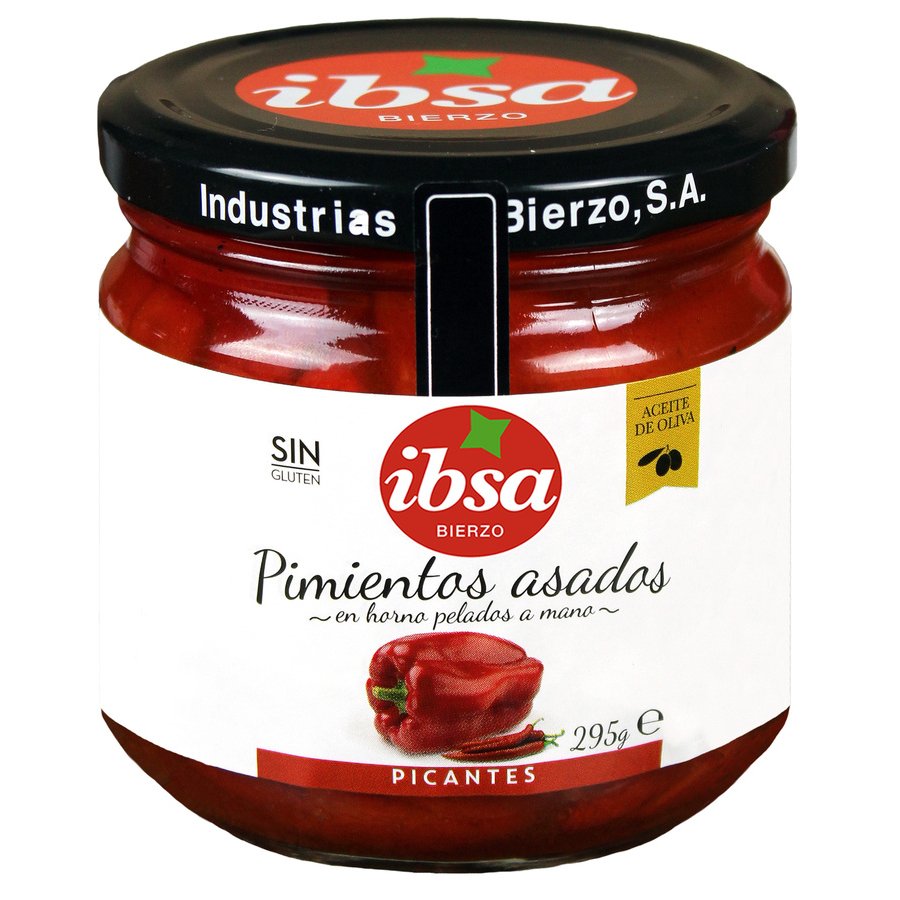 Pimientos asados picantes IBSA frasco 295 g pn