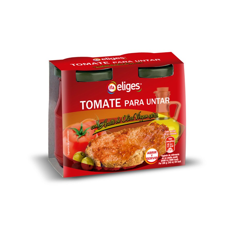 Tomate para untar con aceite oliva virgen extra IFA ELIGES 2X140 g