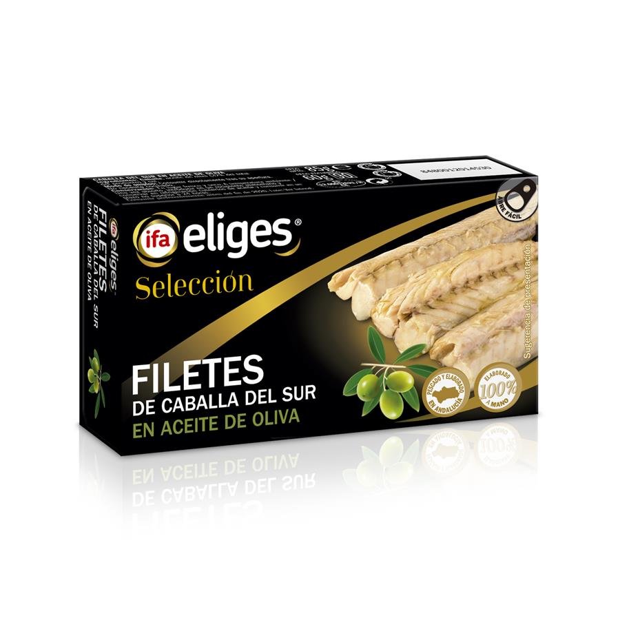 Filetes caballa del sur en aceite de oliva IFA ELIGES 85 grs.pn.