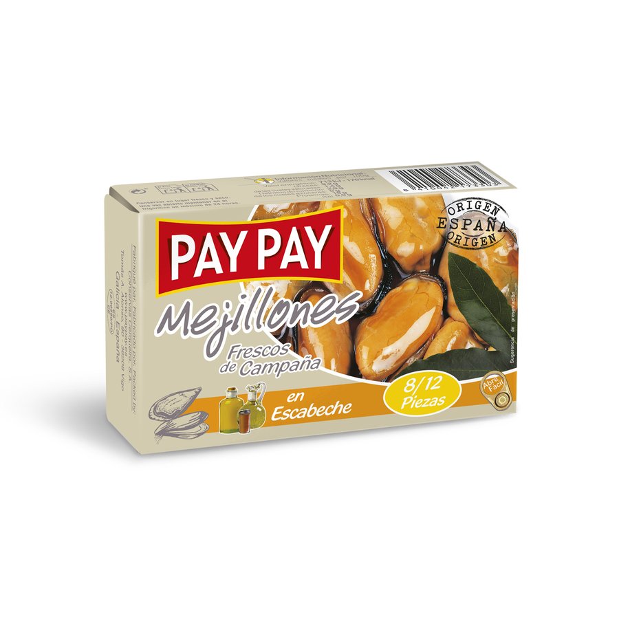 Mejillones en escabeche PAY PAY 8/12 115 g pn.