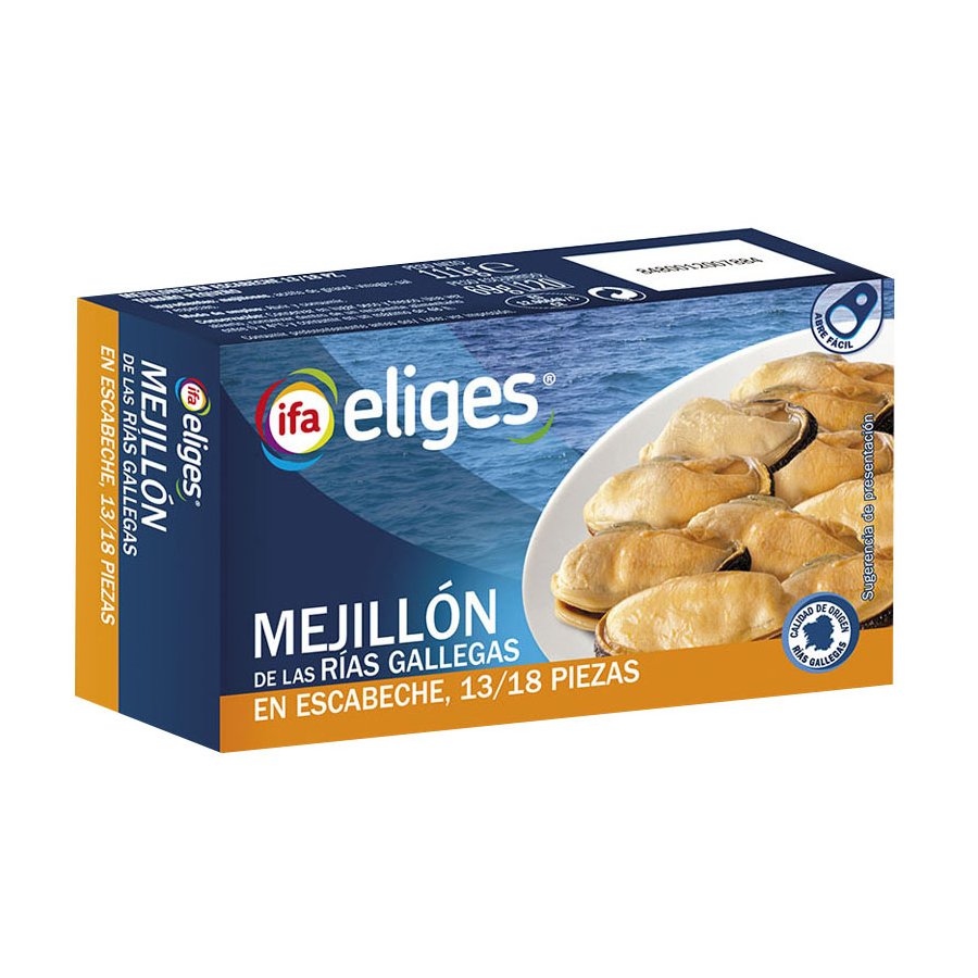 Mejillones escabeche 13/18 IFA ELIGES 111 g pn.