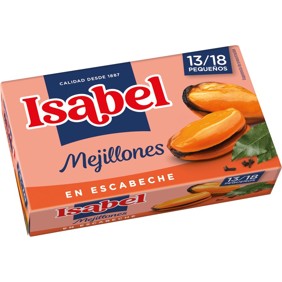 Mejillones escabeche ISABEL 13/18 OL-120  115 g pn